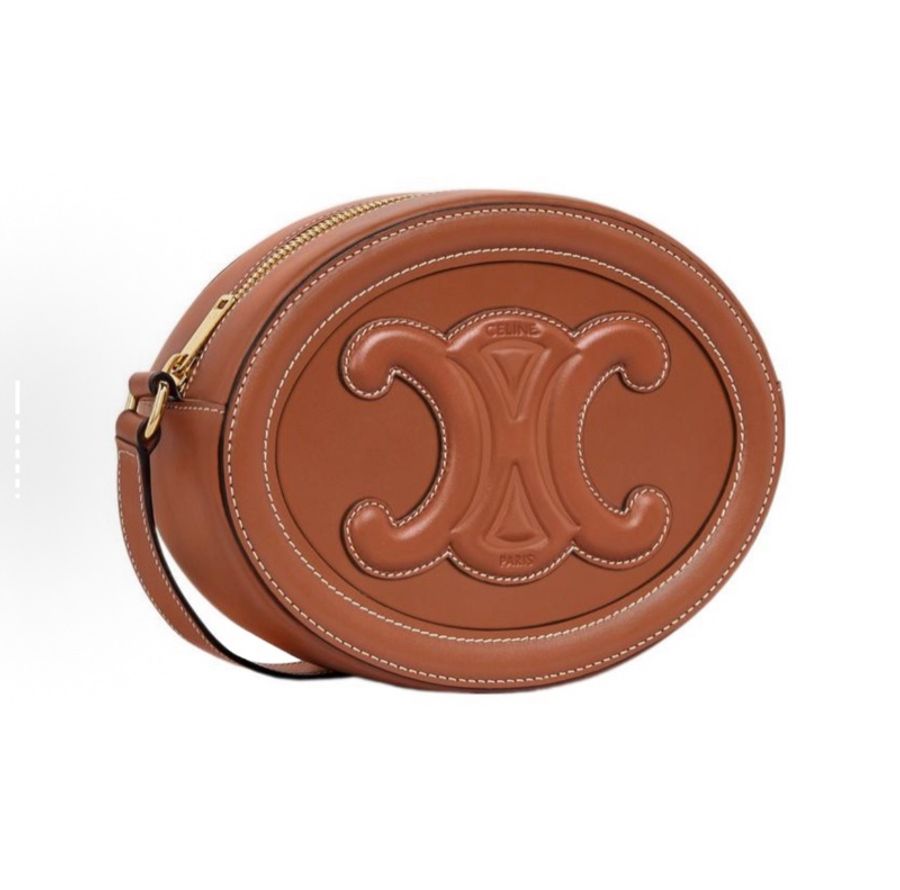 CELINE賽琳 Cuir Triomphe 牛皮 橢圓形錢包斜挎包 小號-3