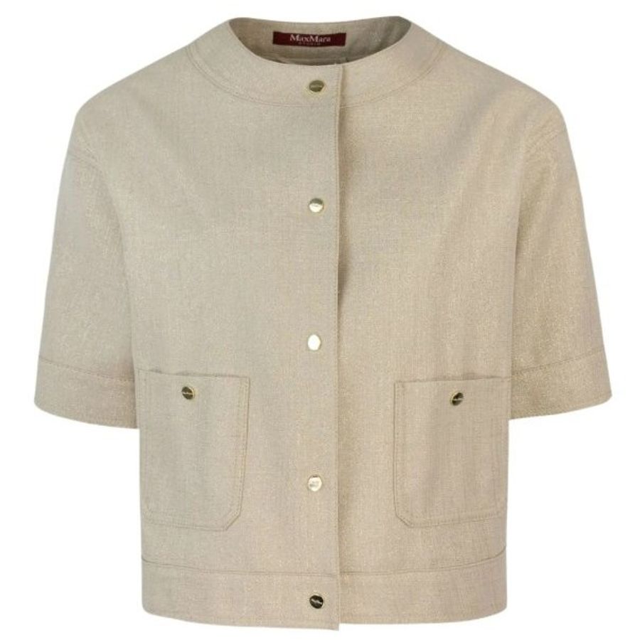 Maxmara 外套 西裝 女 亞麻棉外套 米銀色 agile 2025 全新新品 40號 義大利購入-2