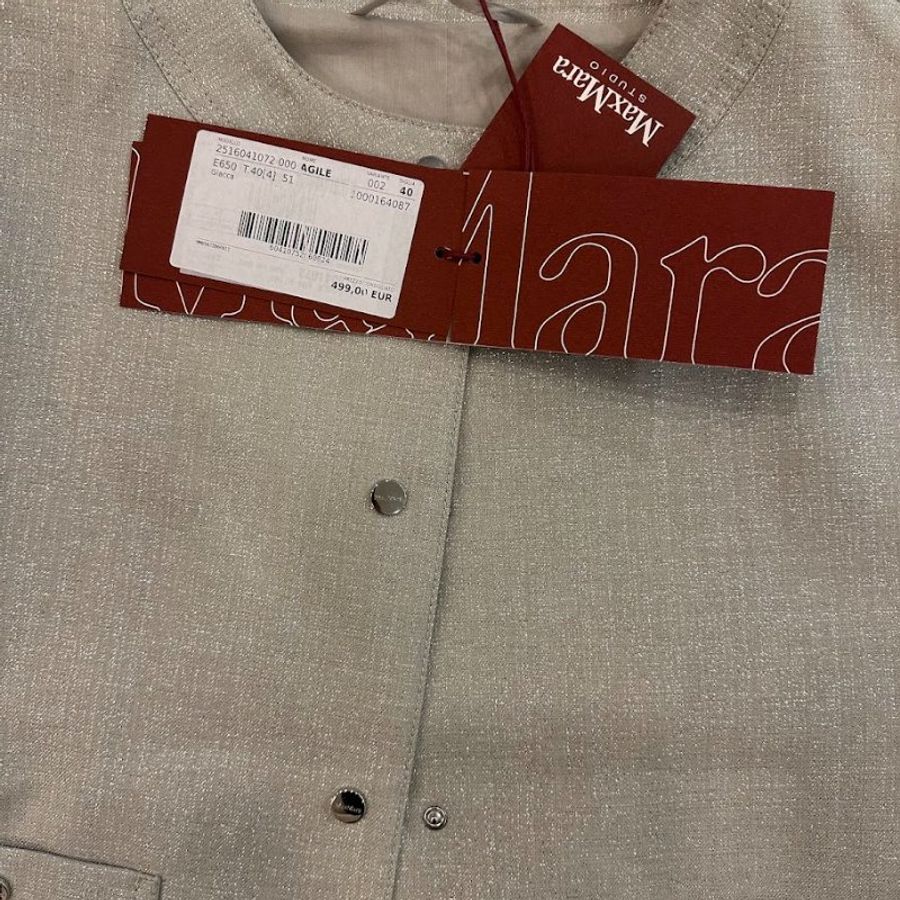 Maxmara 外套 西裝 女 亞麻棉外套 米銀色 agile 2025 全新新品 40號 義大利購入-9