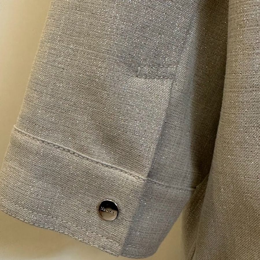 Maxmara 外套 西裝 女 亞麻棉外套 米銀色 agile 2025 全新新品 40號 義大利購入-10