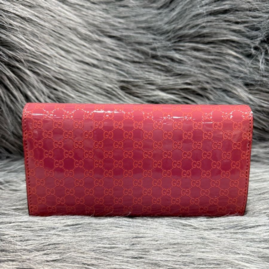 GUCCI 251861 愛心 GG 字紋 桃紅紫 漆皮 零錢袋 皮夾 長夾-1