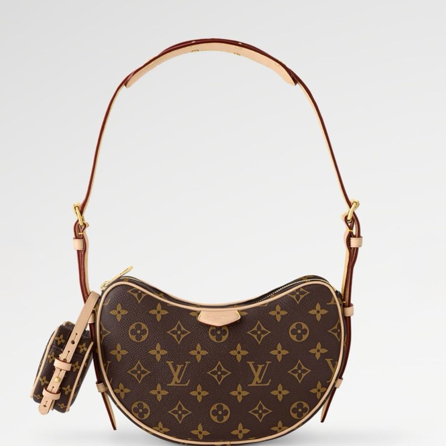 莉亞精品♡LV M46828 Croissant MM 經典老花碗豆包附迷你小包 全新-0