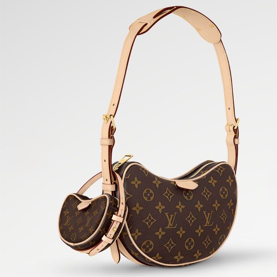 莉亞精品♡LV M46828 Croissant MM 經典老花碗豆包附迷你小包 全新-1