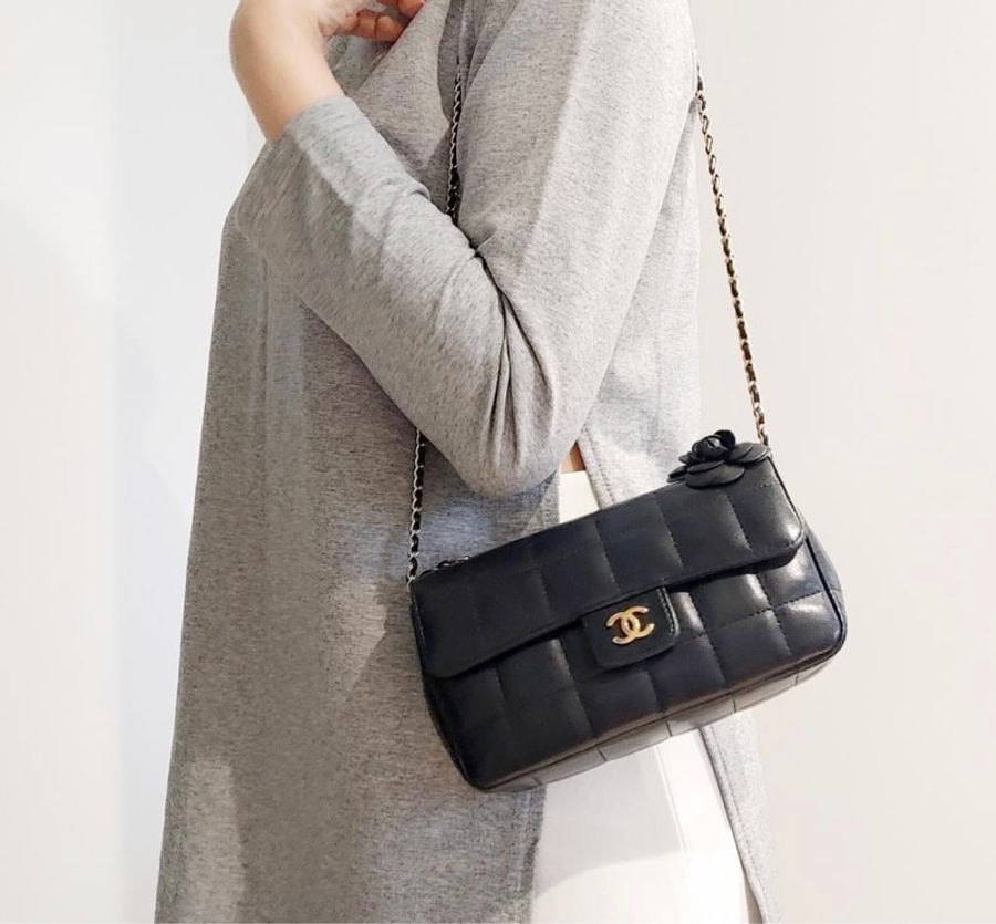 Chanel Vintage香奈兒山茶花冰格包-4