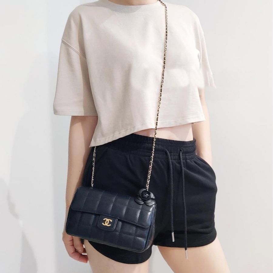 Chanel Vintage香奈兒山茶花冰格包-6
