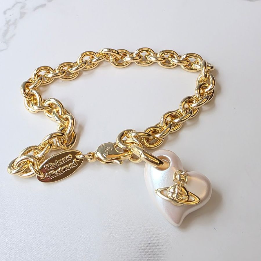 Vivienne Westwood Florentia 珍珠愛心手鍊-7