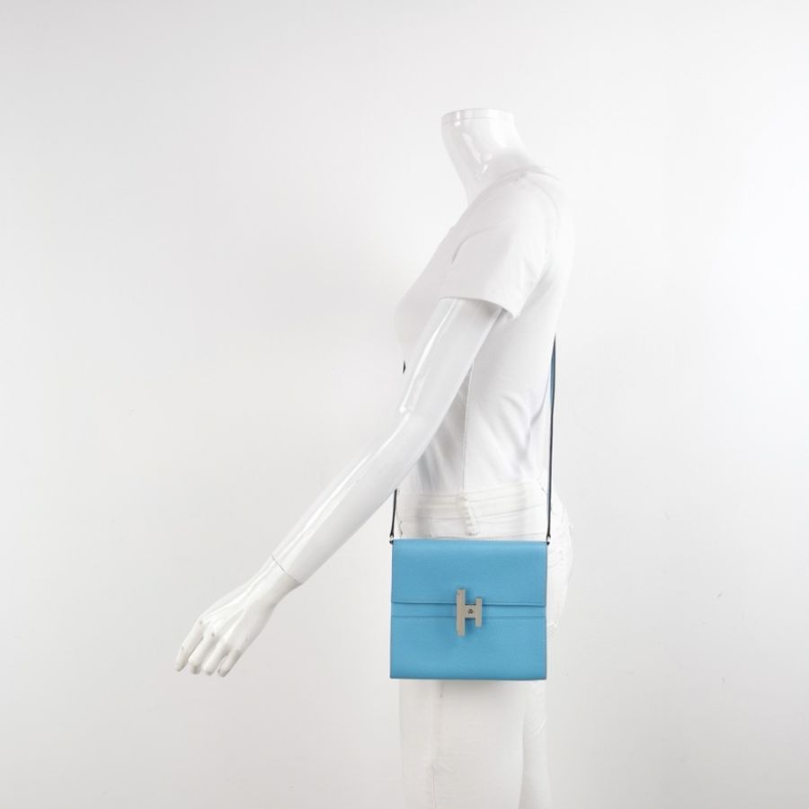 Hermès Cinhetic 18 糖果藍斜背包|不對稱H扣設計-0