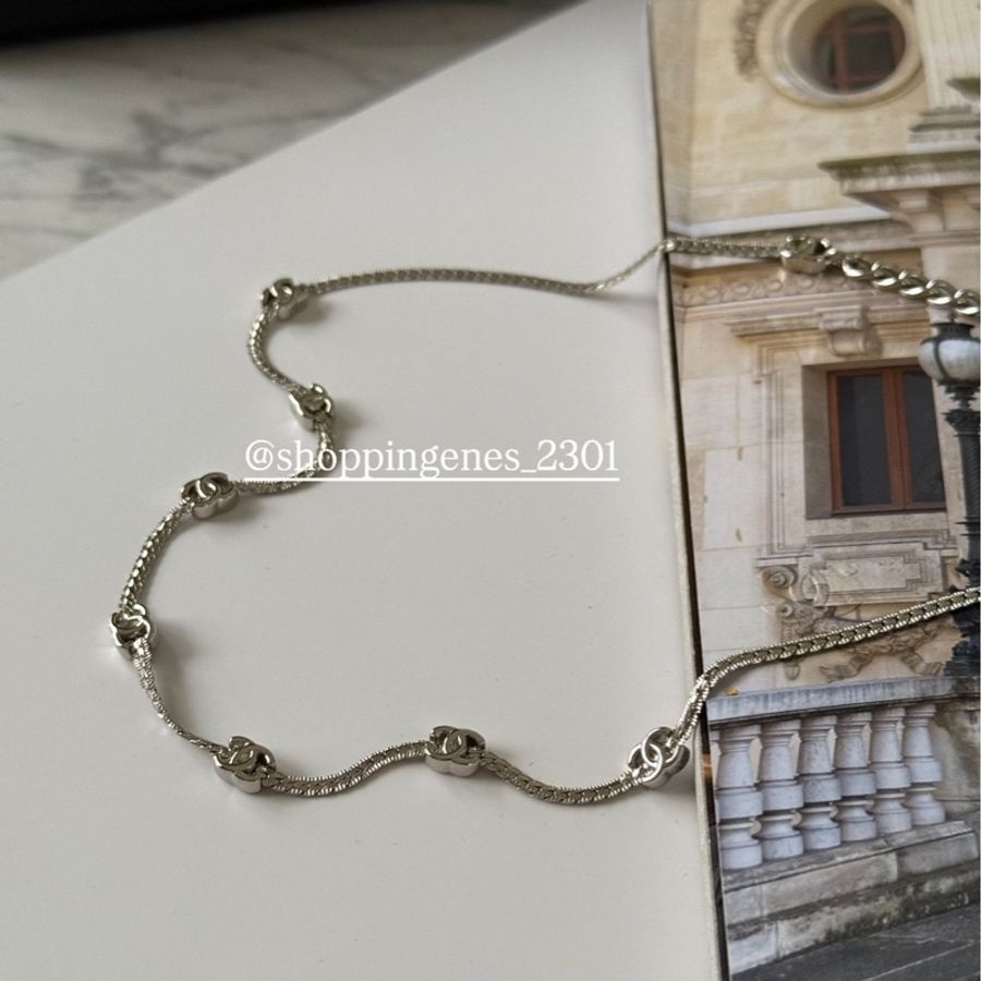 香奈兒 Chanel 全新品 經典七花項鍊 銀色-0