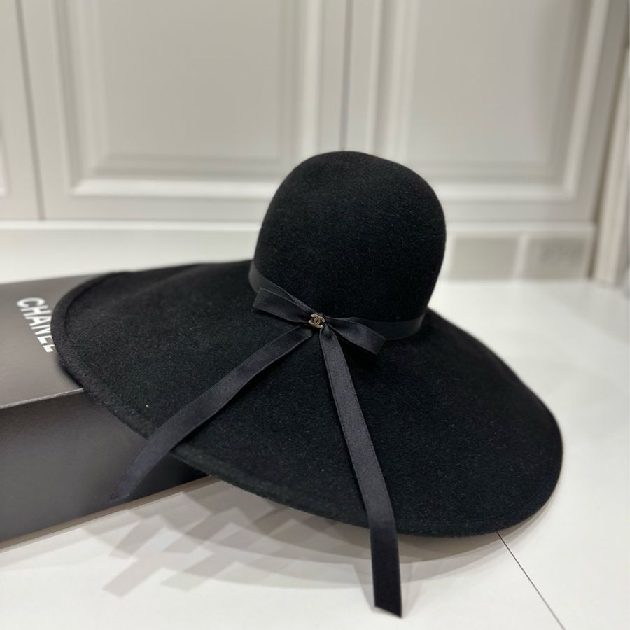 CHANEL 香奈兒 黑色 蝴蝶結 金釦 兔毛 大禮帽 禮帽 帽子-31