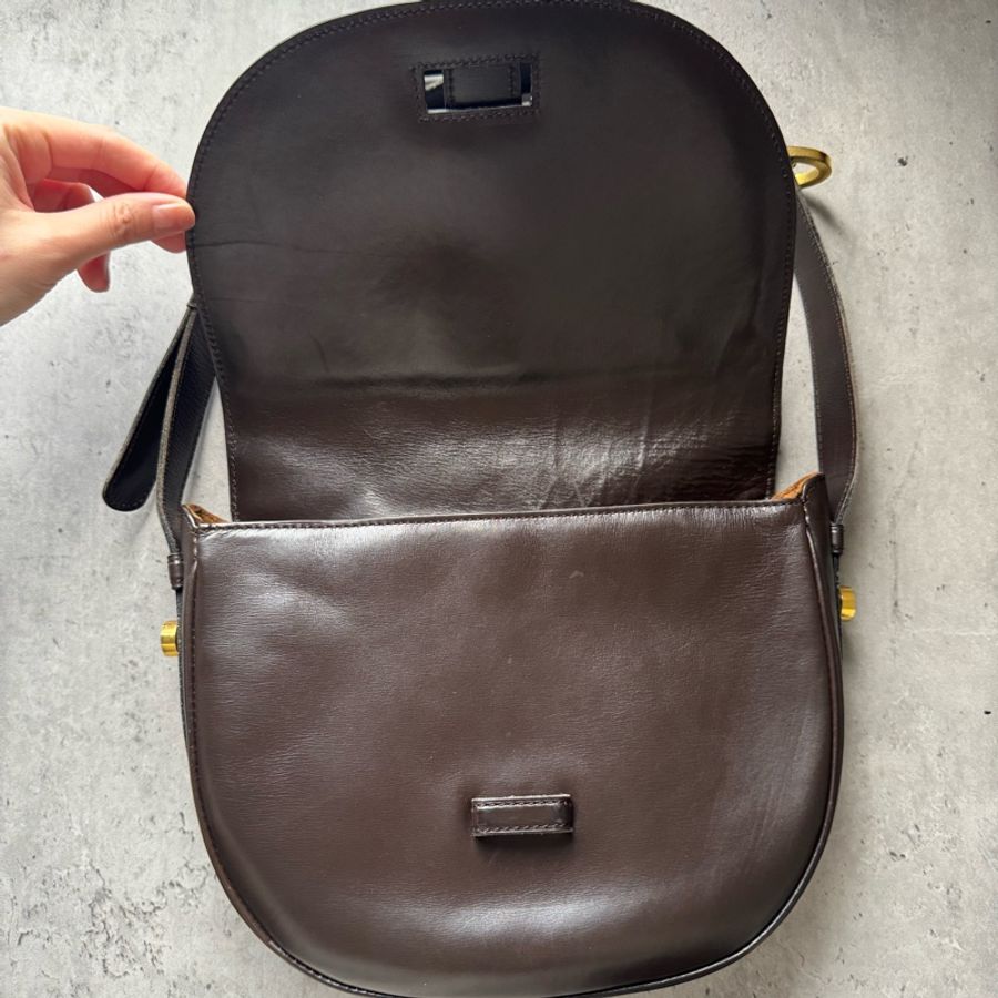 Delvaux 棕色 兩用真皮包 斜背包 腋下包-17