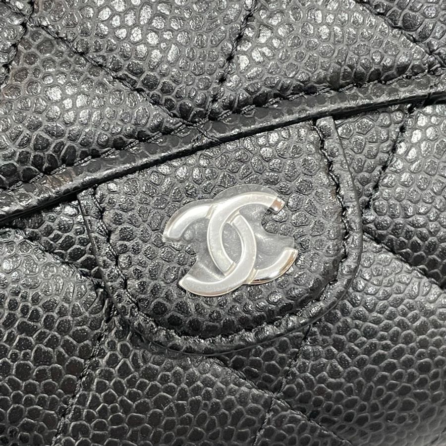 Chanel AP0231黑荔枝皮銀釦CF三折短夾Coco*-8