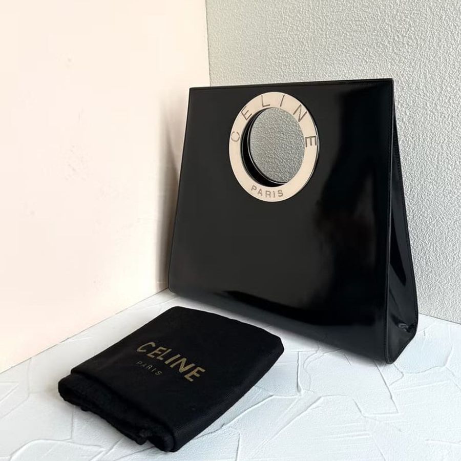 稀有古董包 Celine黑銀色大圓環托特包 手提包 手挽包 中古二手包-2