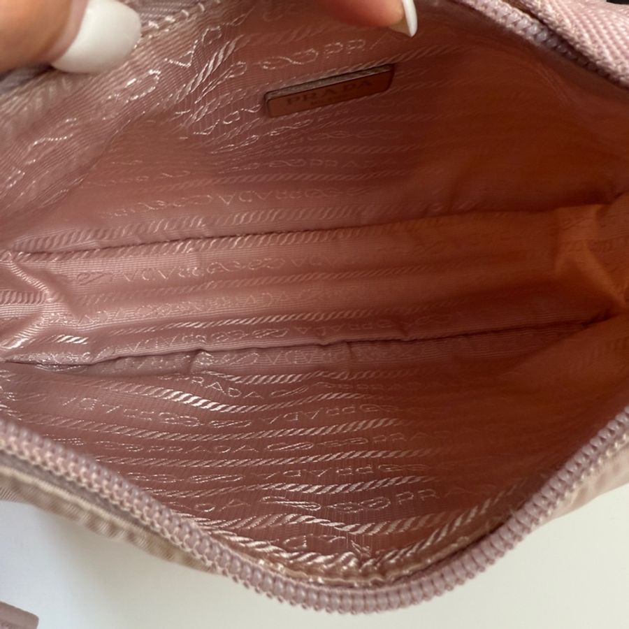 Prada hobo 2000櫻花粉手提肩背腋下包-5