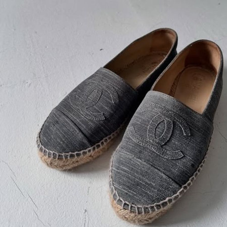 Chanel espadrilles 灰色草編鞋-0
