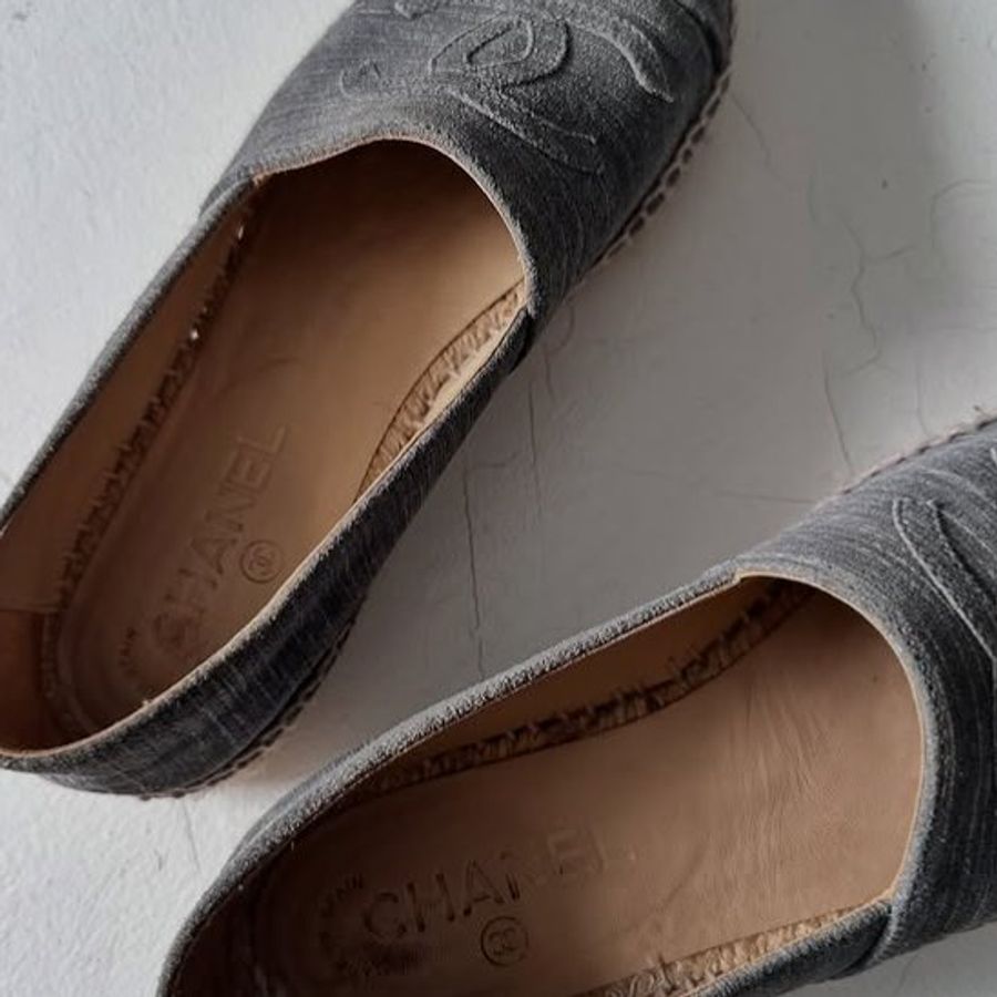 Chanel espadrilles 灰色草編鞋-5