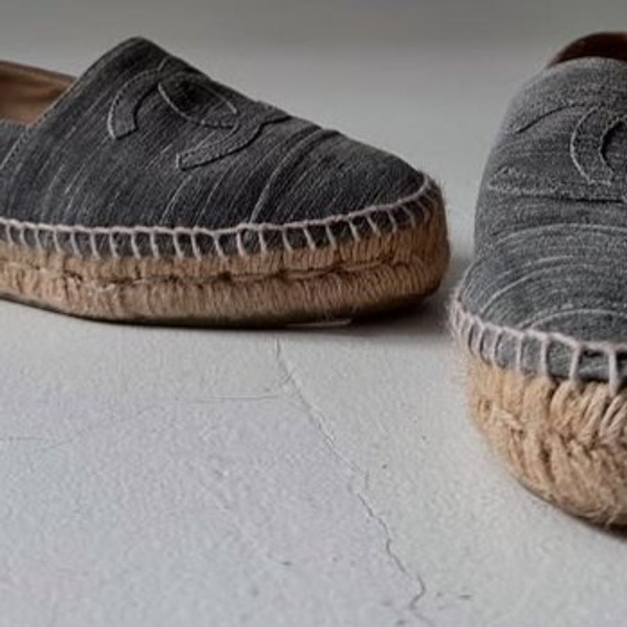 Chanel espadrilles 灰色草編鞋-10