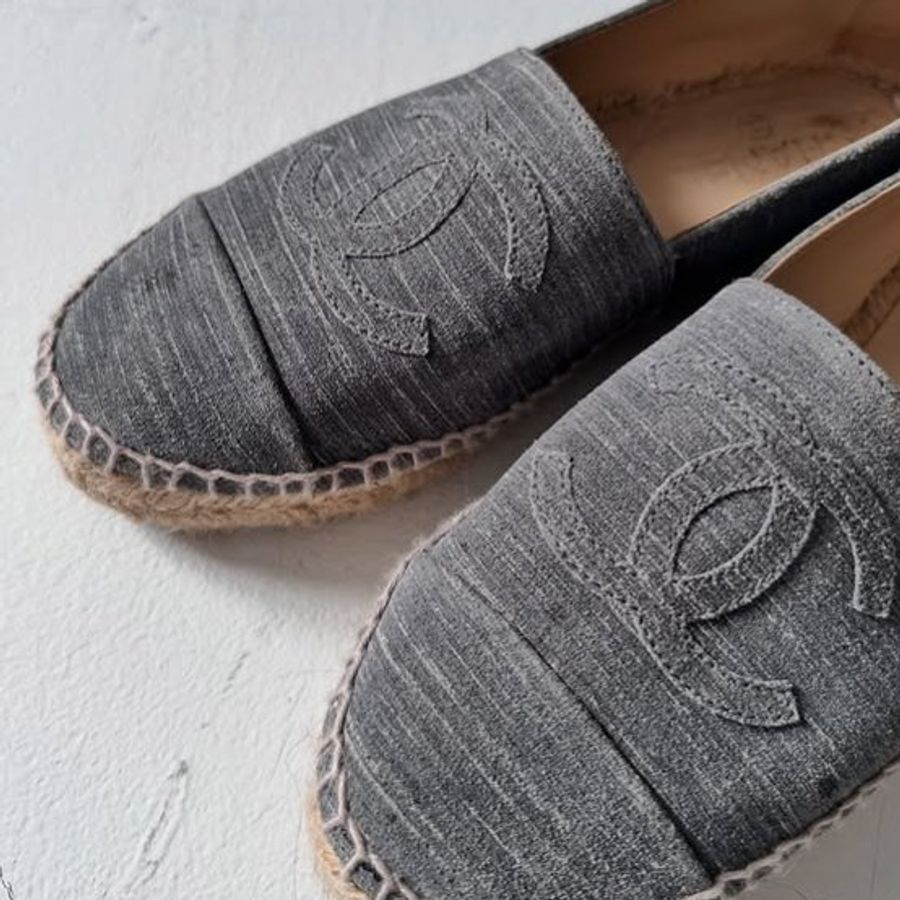 Chanel espadrilles 灰色草編鞋-12