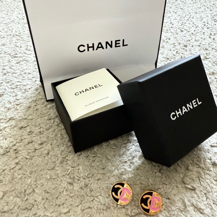 💓Chanel 休閒風拼色耳環💓-4