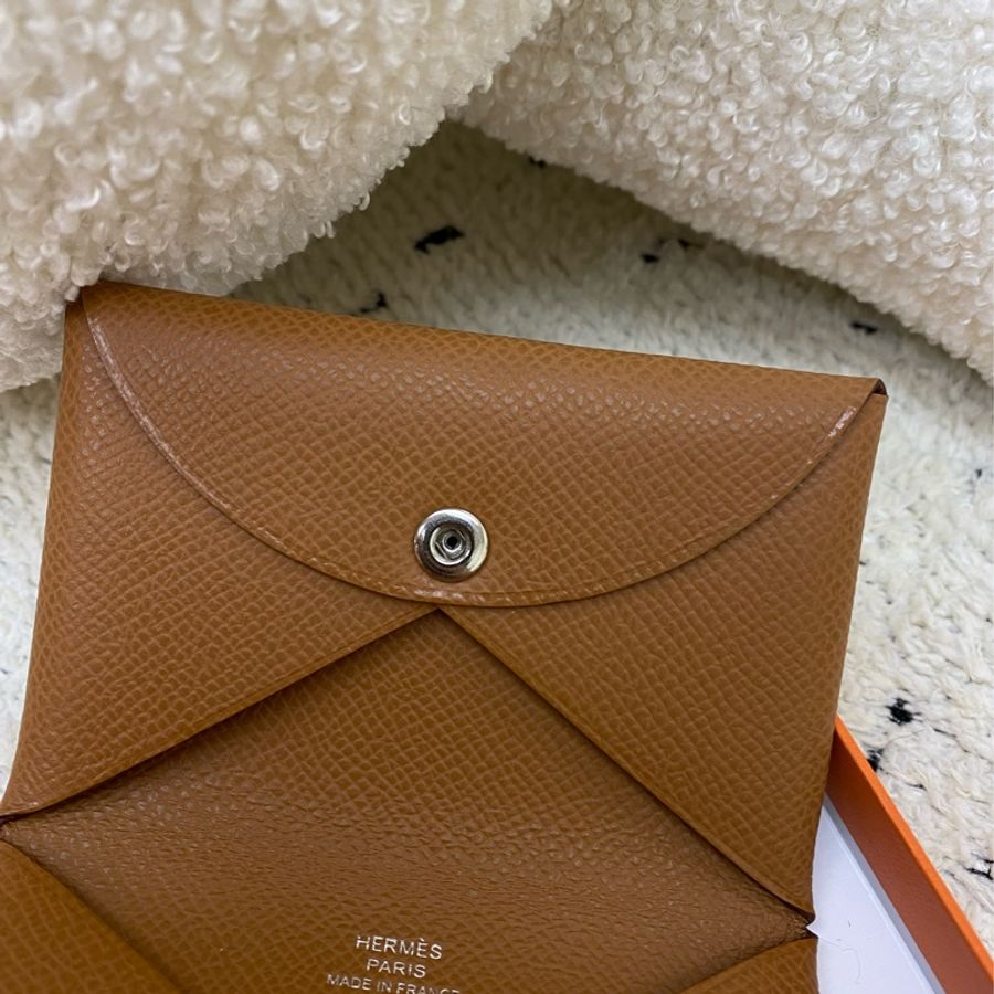 🐯Hermès Calvi棕色卡包-3