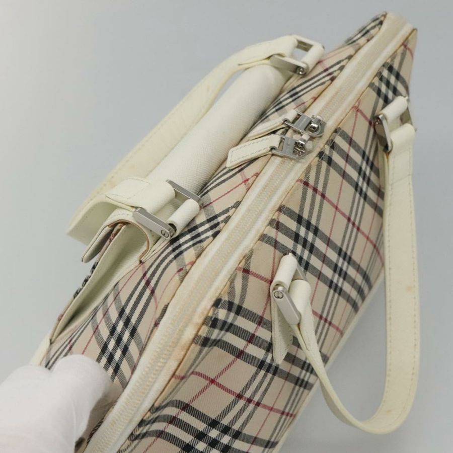 【日本直送】BURBERRY Nova 格紋手提包 帆布 米色 正品 BA1007-5