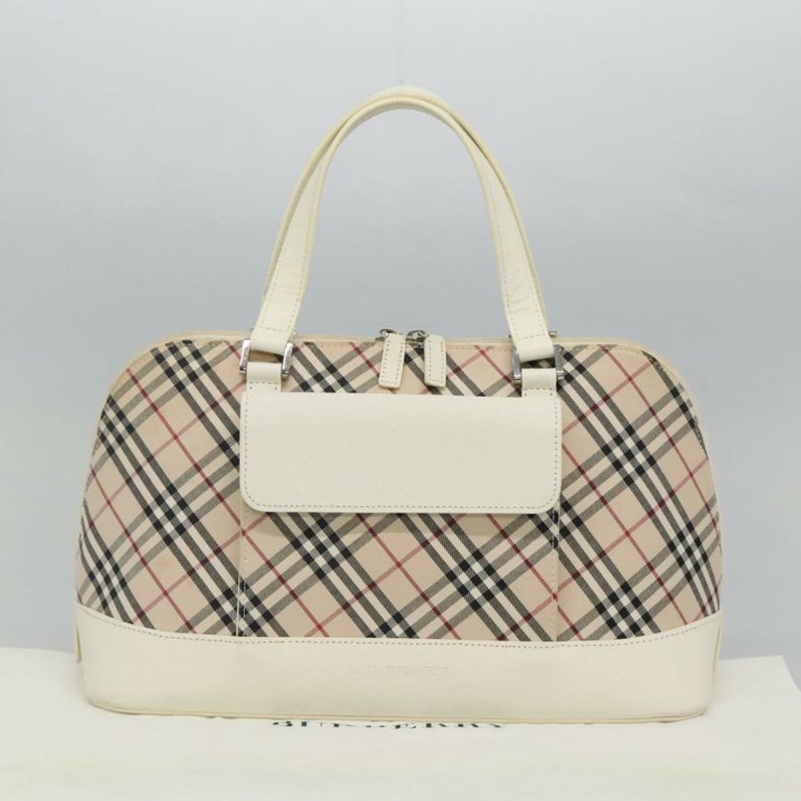 【日本直送】BURBERRY Nova 格紋手提包 帆布 米色 正品 BA1007-11