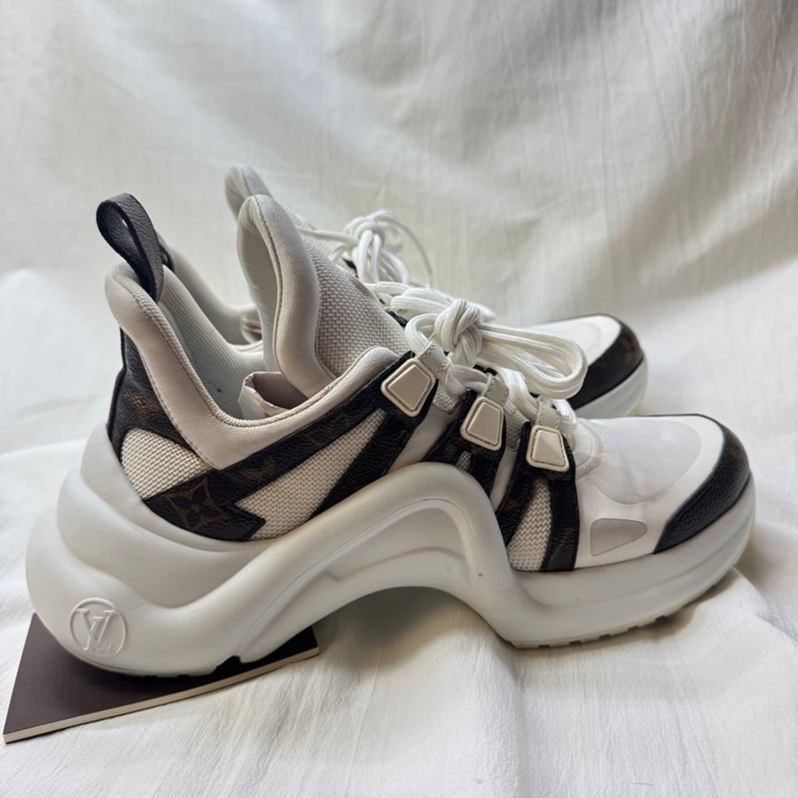 二手Louis Vuitton老花拚色老爹鞋39 archlight LV鞋 LV老爹鞋 LV增高鞋-12