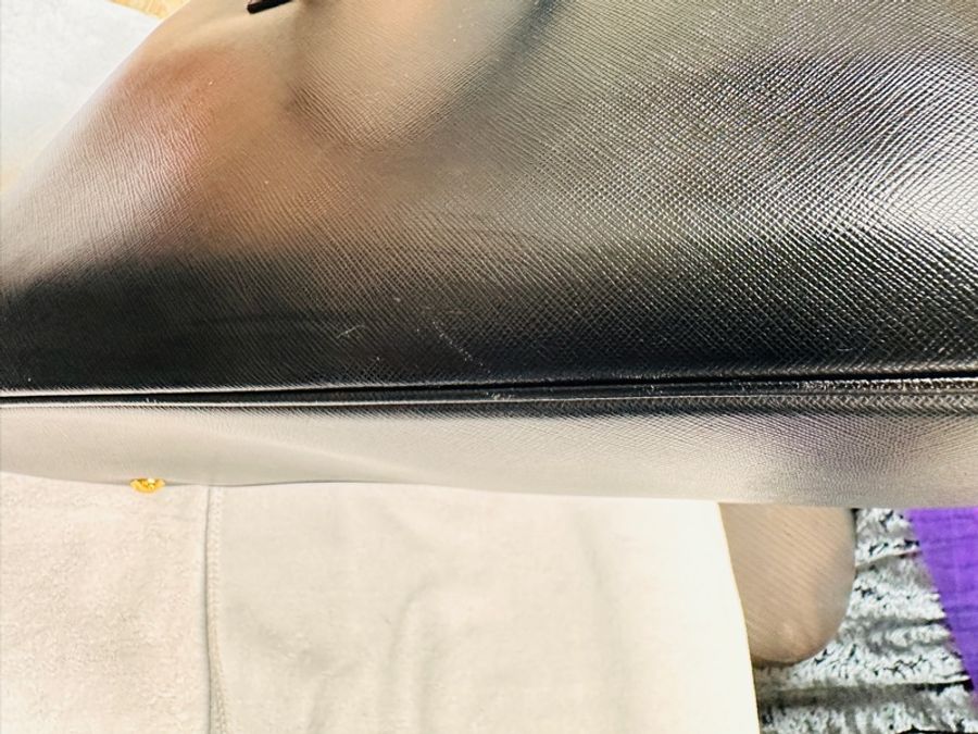 PRADA 黑色防刮牛皮金釦貝殼包 專櫃165000$-15