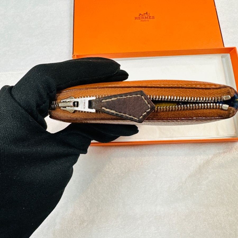 Hermes 37金粽色Epsom小牛皮拉鍊絲巾長夾/D刻-16