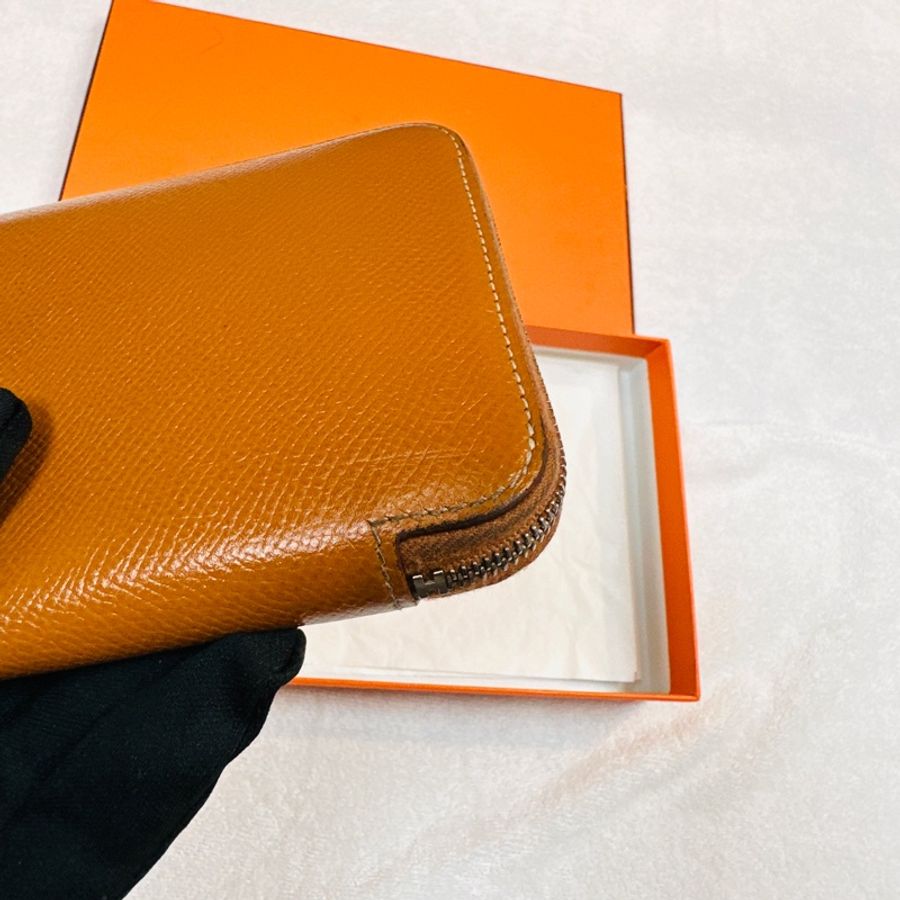 Hermes 37金粽色Epsom小牛皮拉鍊絲巾長夾/D刻-18