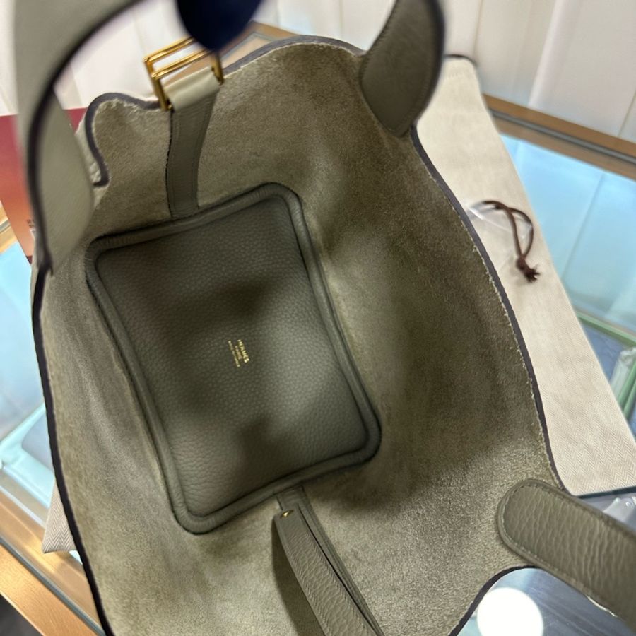 HERMES Picotin 18 鼠尾草綠 金扣 TC B-6