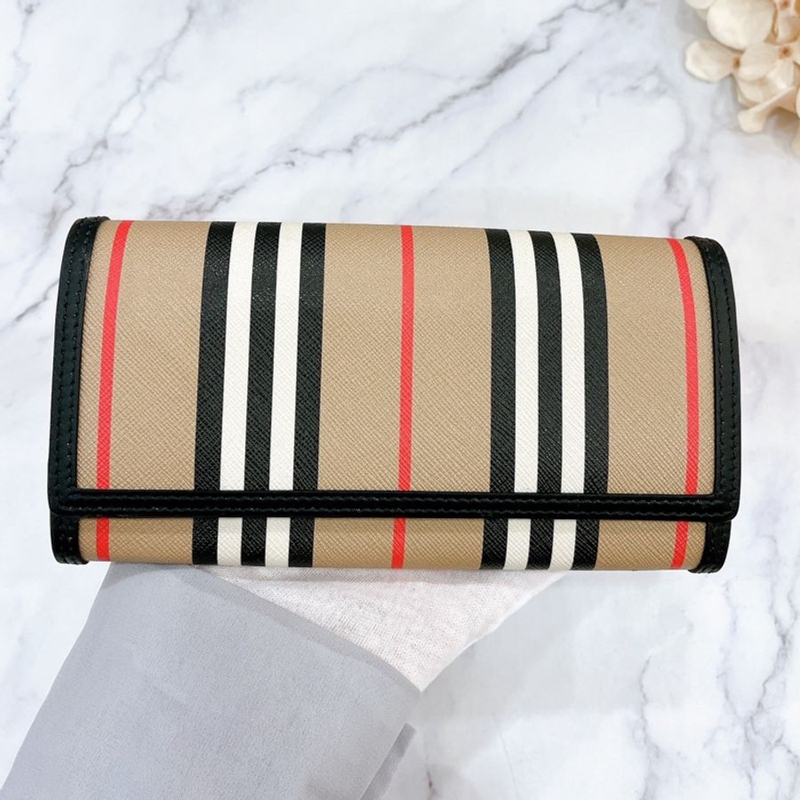 莉亞精品♡Burberry 對開釦式格紋長夾 近新美夾-1