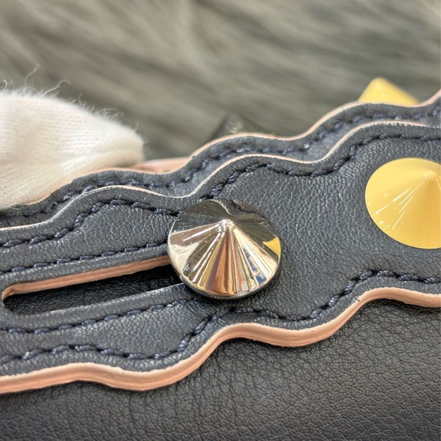 FENDI 8BL125 By the Way bag 深藍 牛皮 鉚釘 卯釘 肩背包 波士頓包 手提包 側背包 斜背包-15