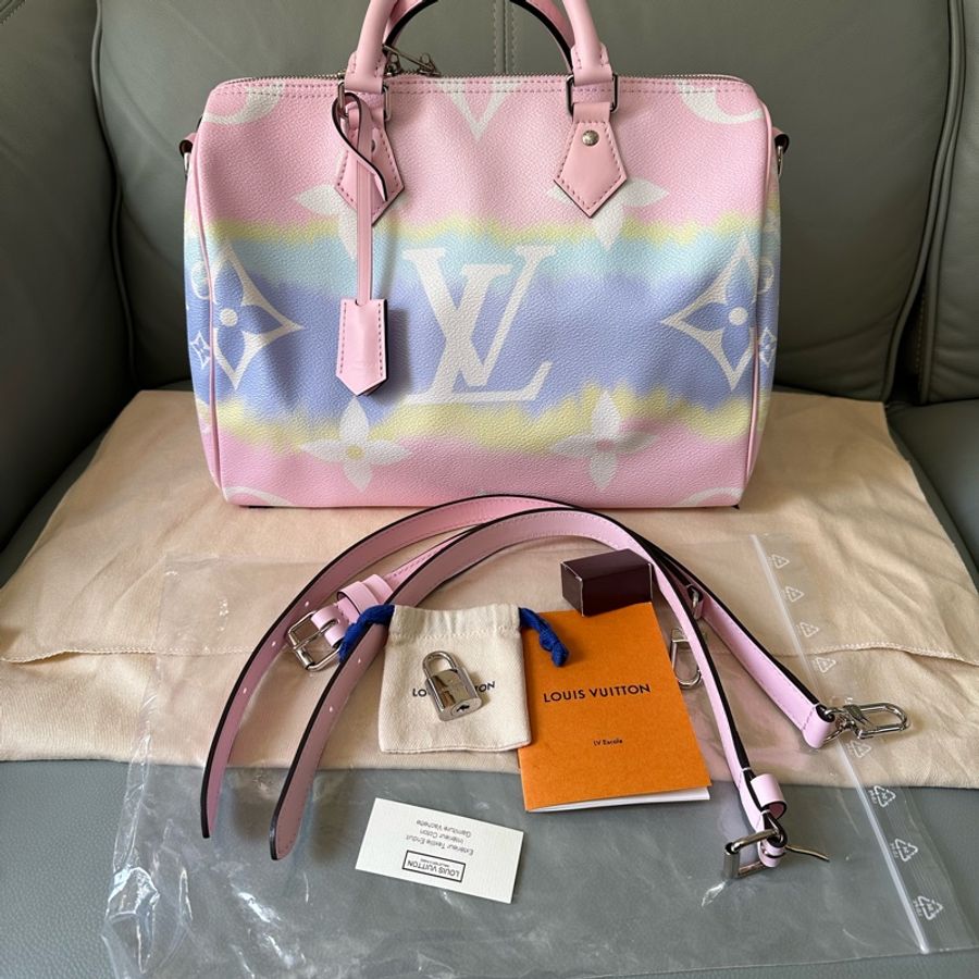 闲置未使用 20年限量LVspeedy30粉色渐变桶包-10
