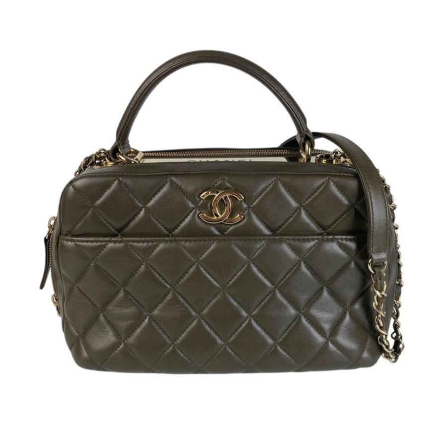 「JL精品代購」Chanel 香奈兒墨綠保齡球肩背包-2