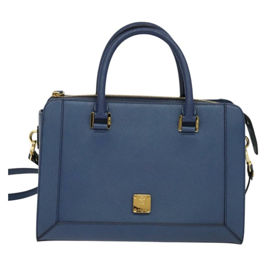 【日本直送】MCM 手提包 Safiano 皮革 2way Blue Gold Auth BA863-13