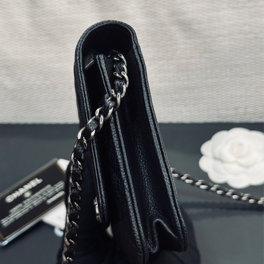 已售出）Chanel Leboy Woc黑銀荔枝牛皮斜挎發財包🖤閒置品割愛😭❤️-14