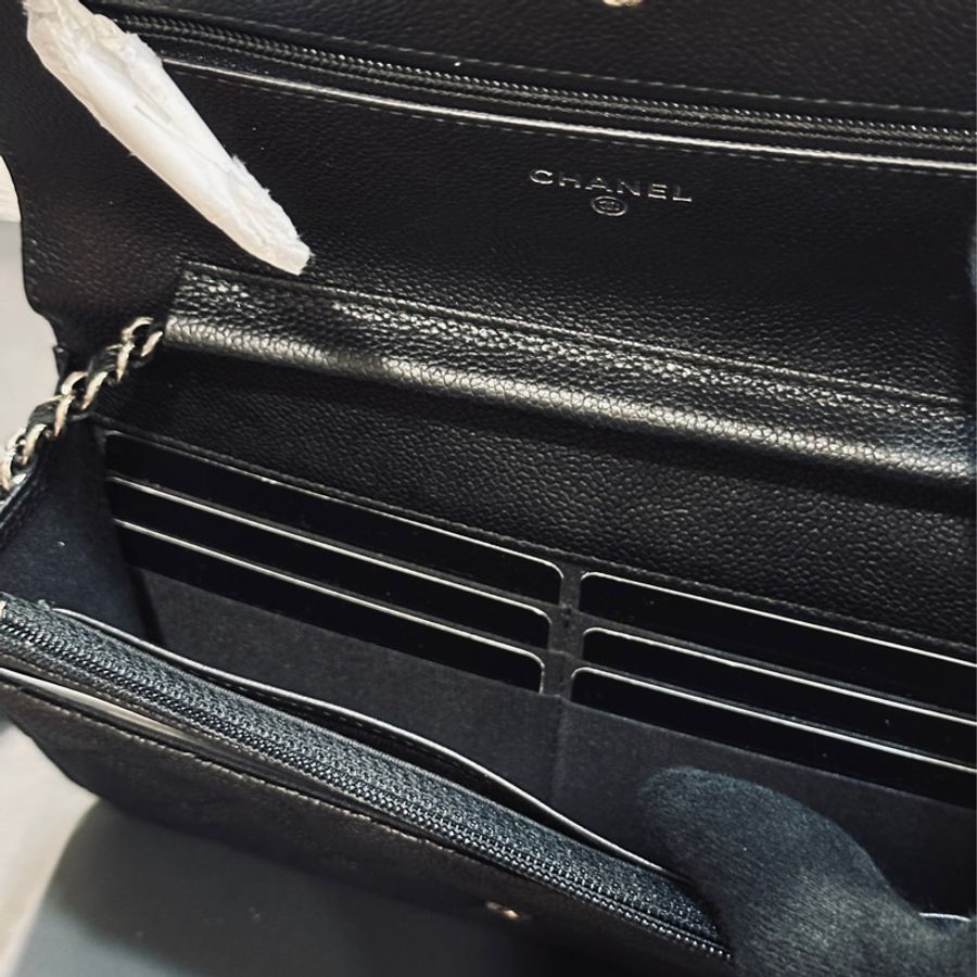已售出）Chanel Leboy Woc黑銀荔枝牛皮斜挎發財包🖤閒置品割愛😭❤️-21