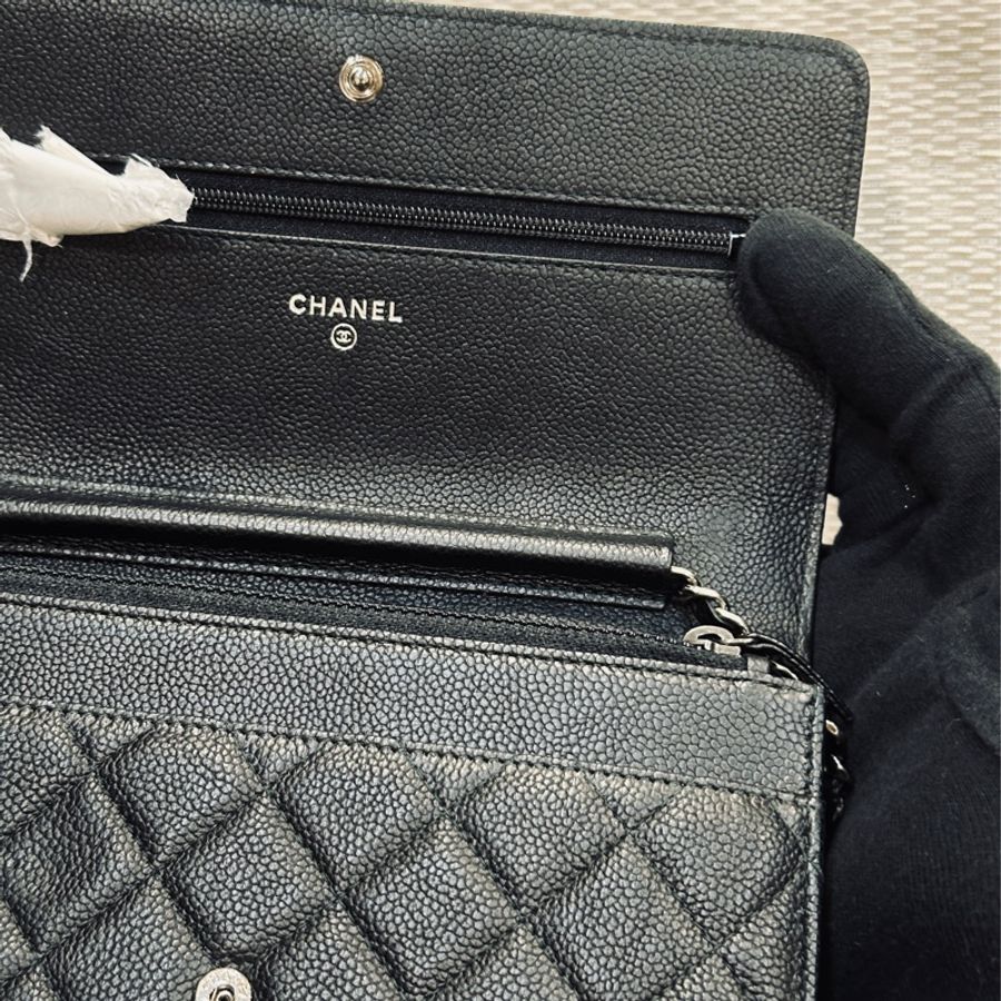 已售出）Chanel Leboy Woc黑銀荔枝牛皮斜挎發財包🖤閒置品割愛😭❤️-22