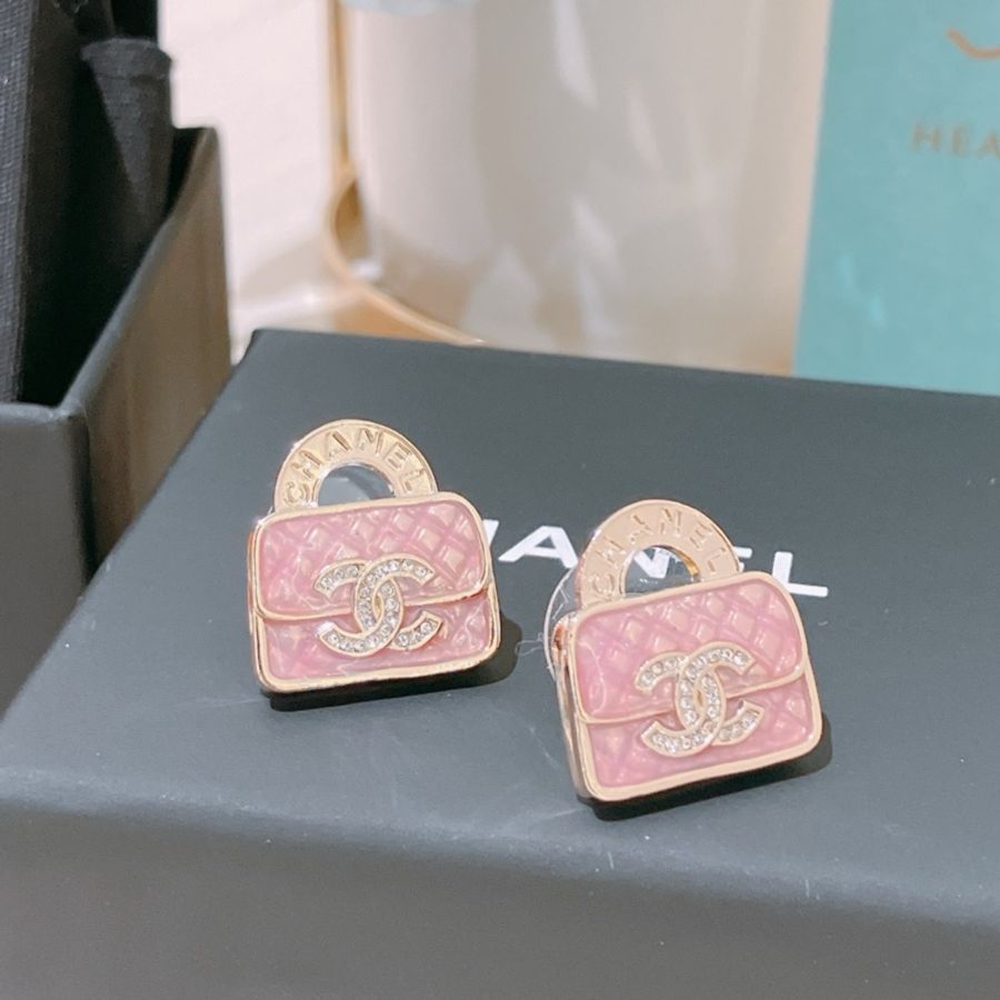 TK1633 CHANEL 香奈兒經典CC字包包耳環CC LOGO PINK BAG EARRINGS-10