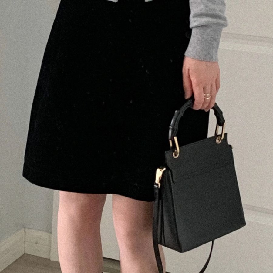 💝FuFu.Style ⟡.·* Gucci 簡約百搭黑色竹節手提單肩包-8