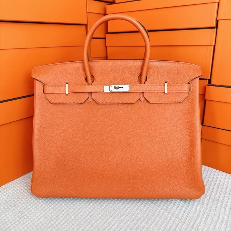 閒置99新 Hermes birkin40 愛馬仕橙🍊 銀扣 togo皮 O刻-1