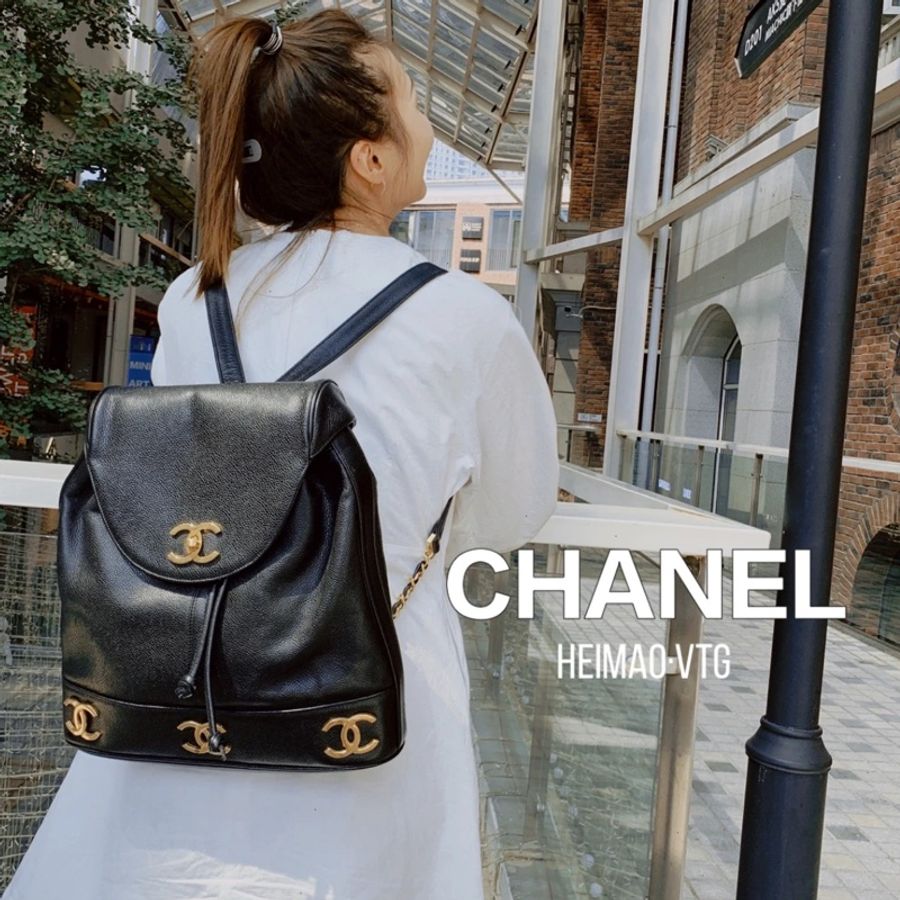 💝FuFu.Style ⟡.·* Chanel 魚子醬皮雙肩包-5