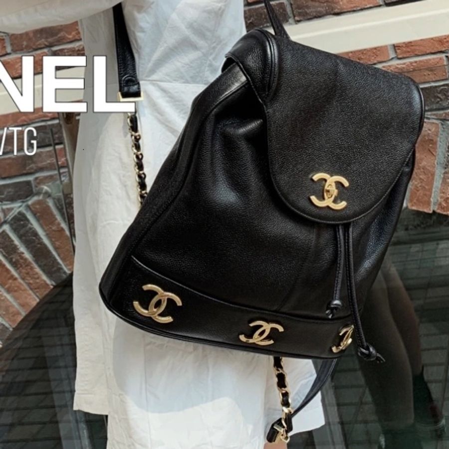💝FuFu.Style ⟡.·* Chanel 魚子醬皮雙肩包-6