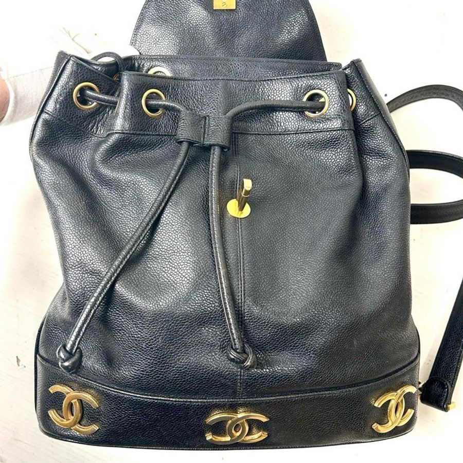 💝FuFu.Style ⟡.·* Chanel 魚子醬皮雙肩包-13