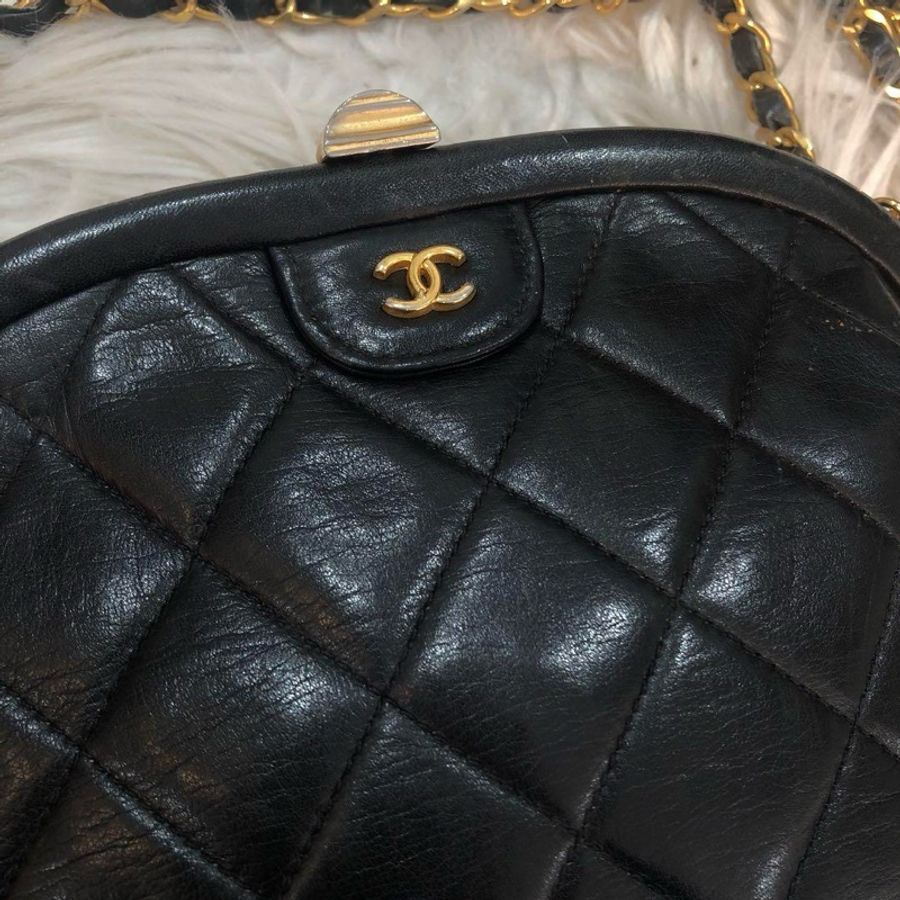 💝FuFu.Style ⟡.·* Chanel 菱格蛙釦金鏈單肩包｜斜背包-5