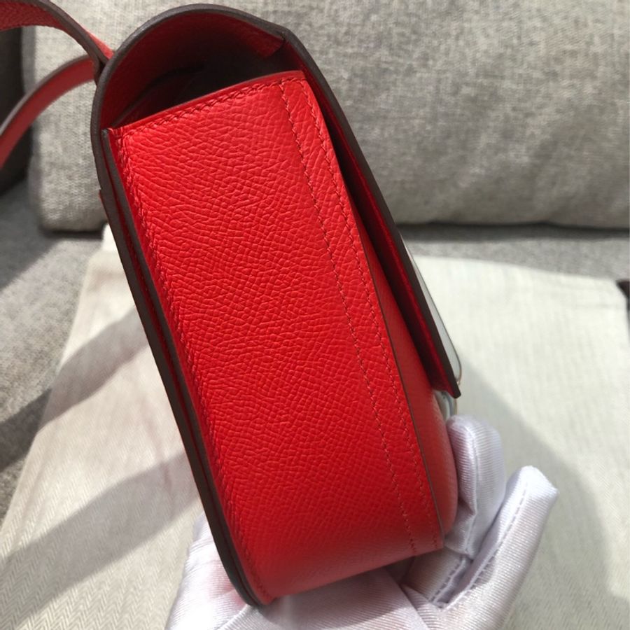 Hermes愛馬仕Della屁股包 S3心桃紅Epsom皮銀扣z刻-2