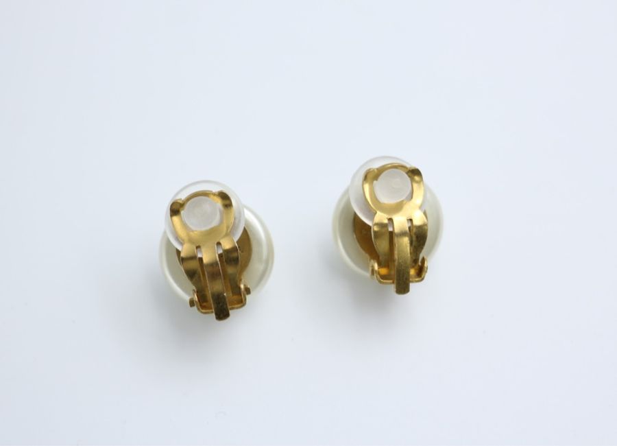 Chanel Vintage 95A 仿珍珠白色圓形耳環-5