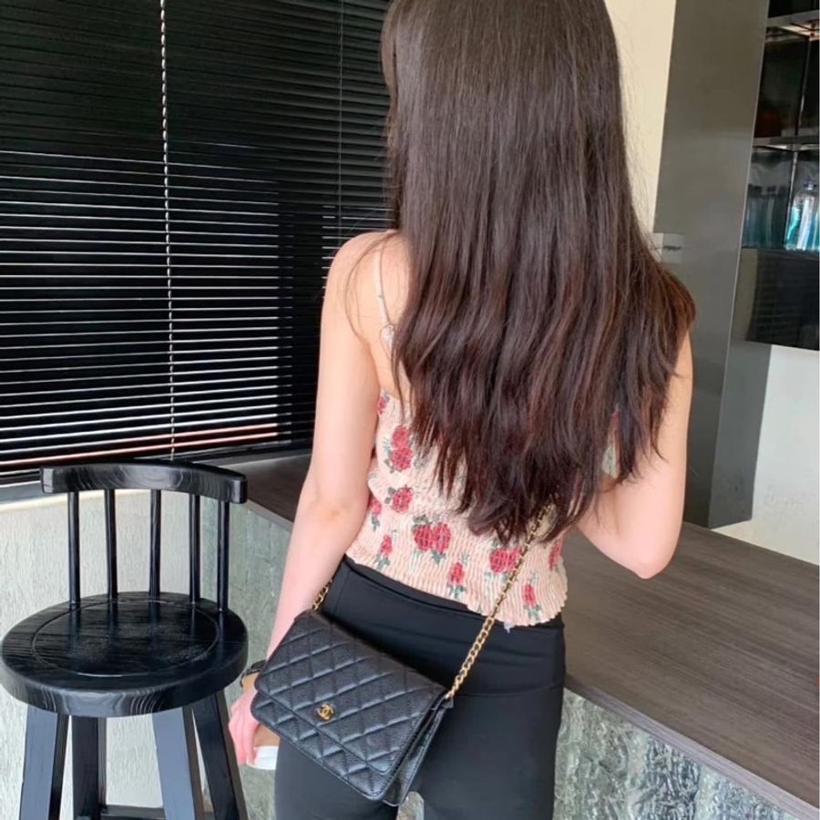 香奈兒 Chanel  荔枝紋牛皮 WOC 黑色 金釦-3