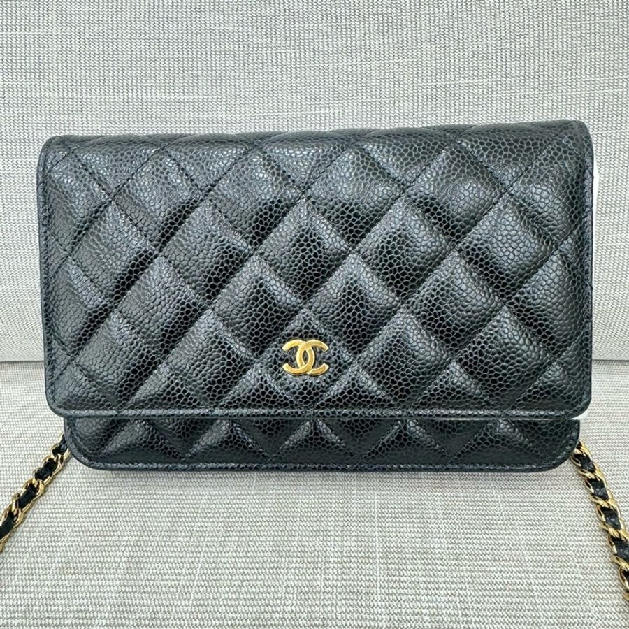 香奈兒 Chanel  荔枝紋牛皮 WOC 黑色 金釦-5
