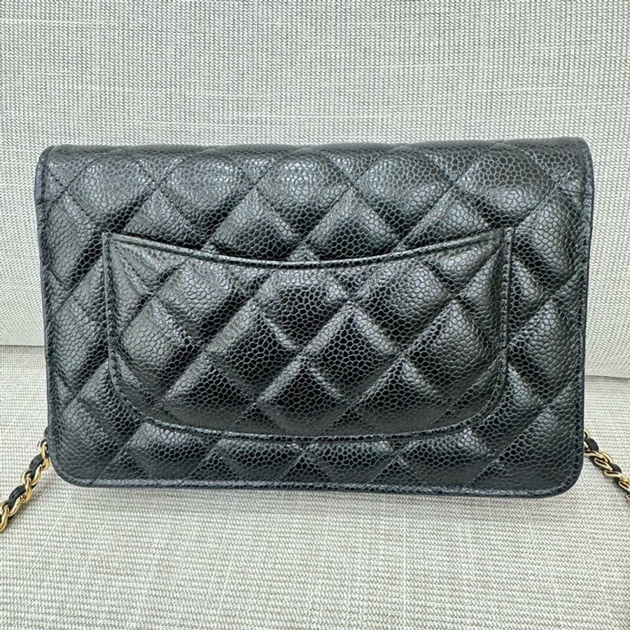 香奈兒 Chanel  荔枝紋牛皮 WOC 黑色 金釦-6